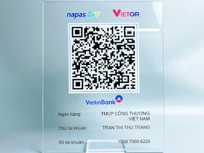 Đế mica để bàn để quét QR tài khoản ngân hàng